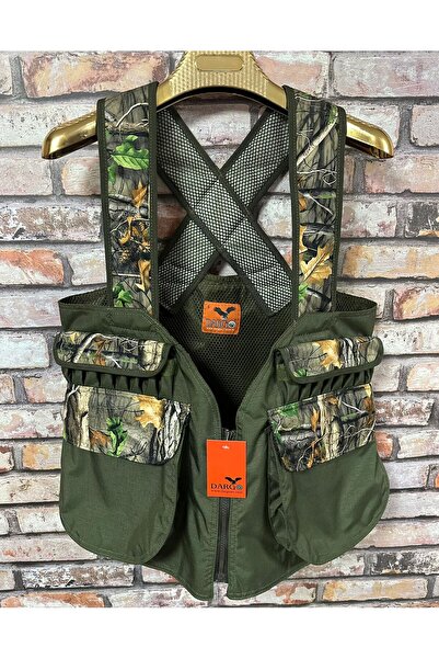 Dargo Askılı Haki Yaprak Desenli XXL Beden Avcı Yeleği