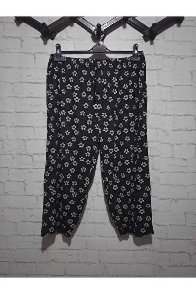 anne moda ankara Incecik Yazlık Viskon Pamuklu Yüksek Bel 2 Cepli Kapri Pantolon