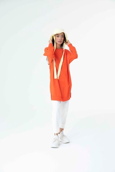 Soul Puane Loreen 30644 Bisiklet Yaka 2 Iplik Tunik A.kırmızı