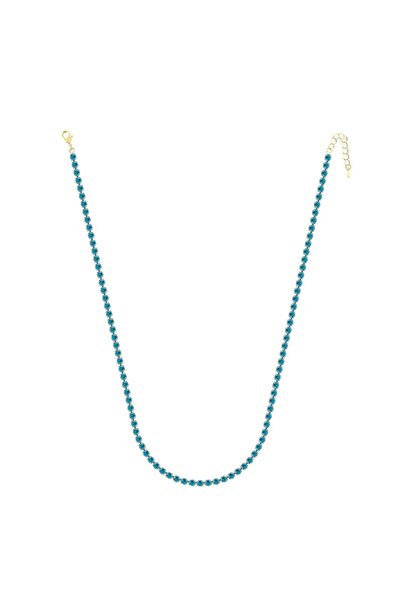 Merano Design 4mm Turkuaz Rhodium Su Yolu Kolye