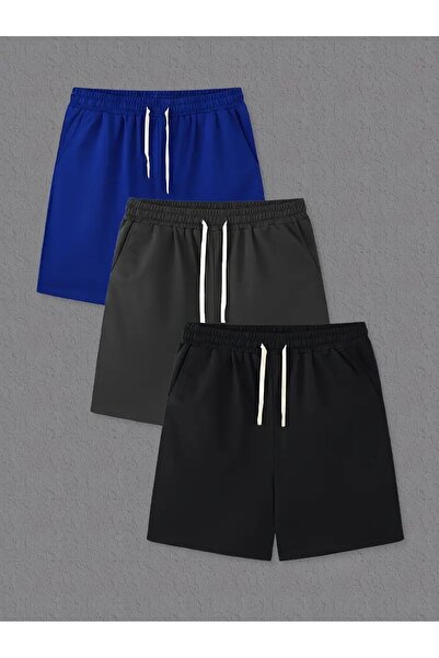 EYAX MODA 3'lü Avantajlı Paket Erkek Cepli Penye Şort