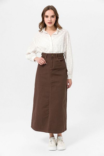 DeMim Campine Denim Skirt-brown