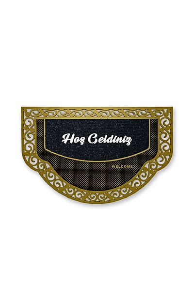 M&H Quality Black Decorative Door Mat - Welcome Written, Washable Dust Catcher