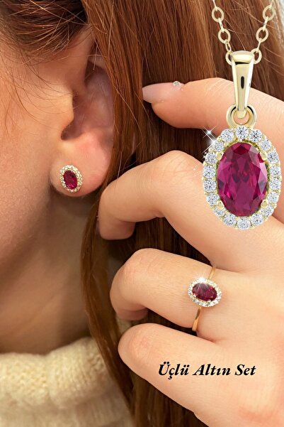 Hepimitu Taşlı Altın Set - 3'lü