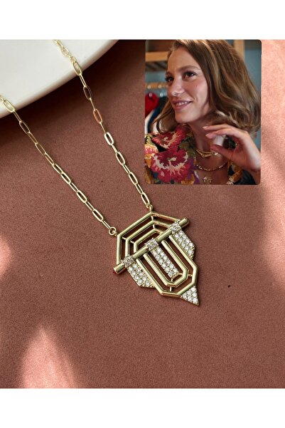 BURÇİN AKSESUAR قلادة نسائية من الفولاذ مقاس 42 سم من Serenay Leyle - من جاء ومن مر مقاوم للتشويه