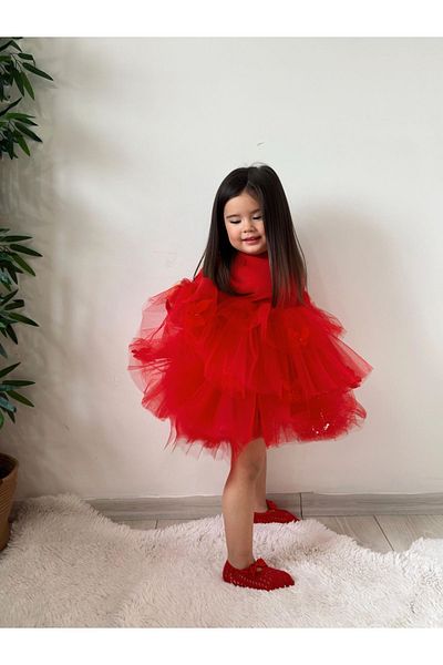 Tinypeople Girl's red tutu evening dress with butterfly