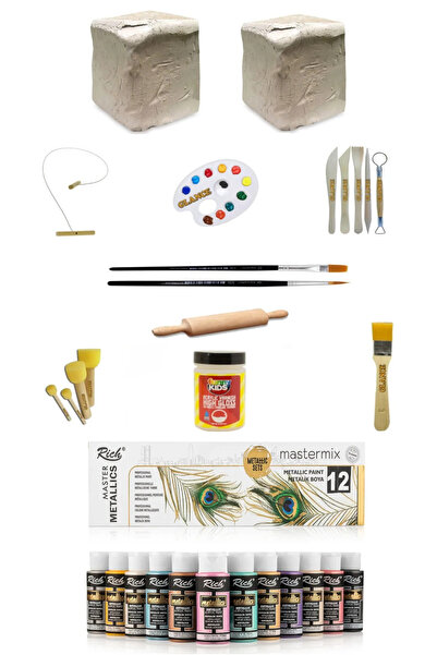 arttone Seramik Hamuru 6x2 Kg Rich Master Mix 60cc Akrilik 12li Metalik Renk ...