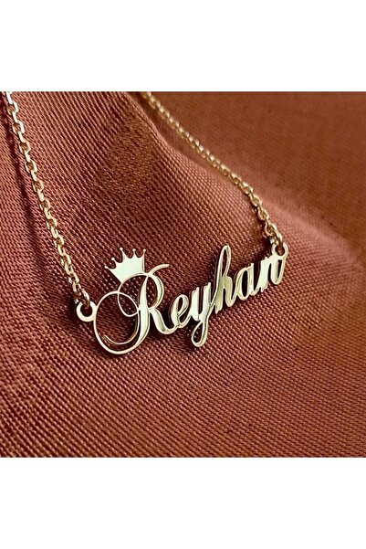 OSMANLI GÜMÜŞ Kişiye Özel Kral Taç Imza Isim Yazılan Altın Renk Gümüş Kolye Z...