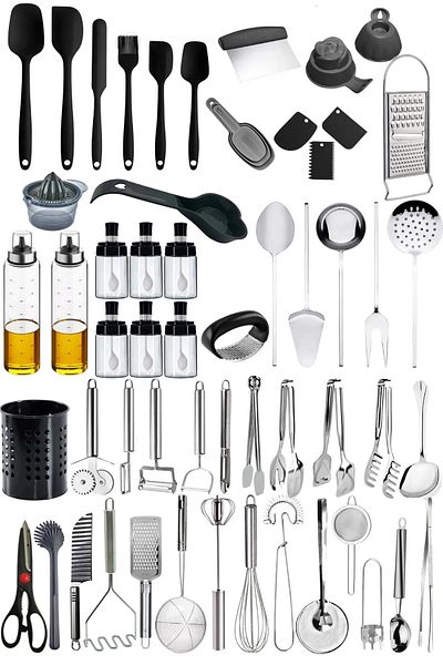 Selenica Silicone Spoon Knife Spatula Set and Practical Kitchen Utensils Serving Set Large Dowry Set Ladle Set