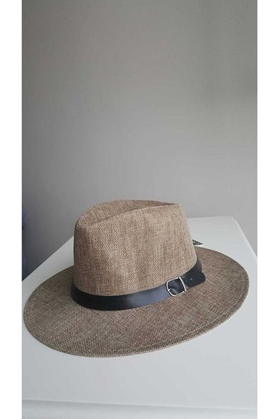 Beka Collection Unisex Straw Cowboy Panama Fedora Hat with Belt Buckle Detail