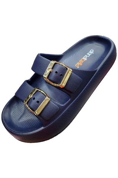 AKINAL Akınal E282-24 - Orthopedic Women's Slippers 36-40 Navy Gold, Water Resistant