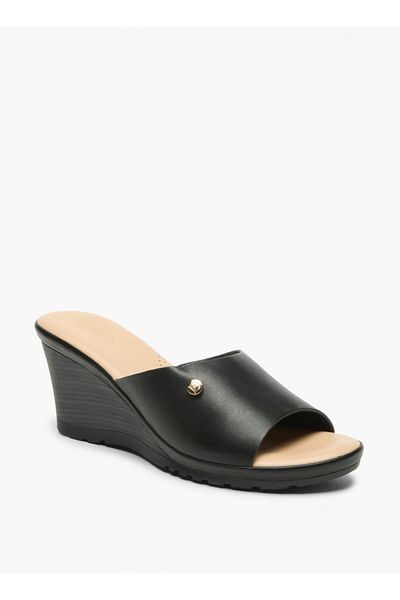 Flora Bella by Shoexpress Flora Bella Logo Accent Slip-On Sandals with Wedge Heels