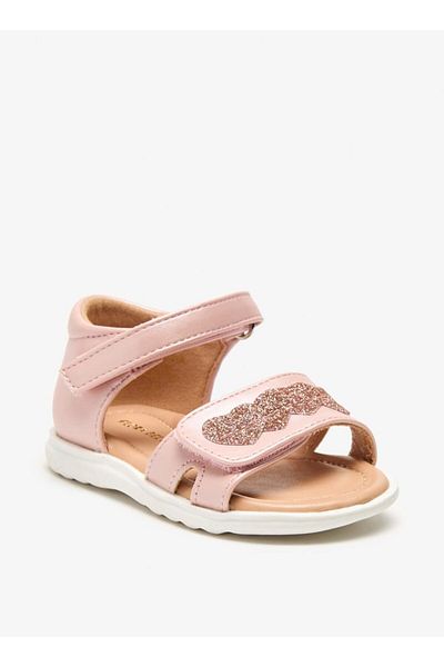 Flora Bella by Shoexpress Flora Bella Heart Embellished Open Toe Sandals with Hook and Loop Closure