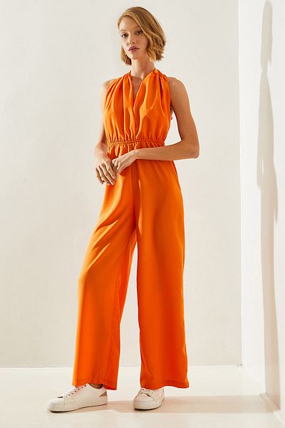 Bianco Lucci Back Low-cut Halter ElaStic WaiSt JumpSuit - 22167 60251656