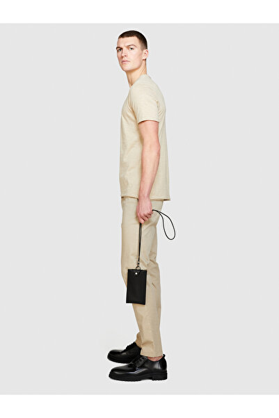 Sisley Ανδρικό μπλουζάκι μπεζ Slim Fit Crew Neck 100% βαμβάκι