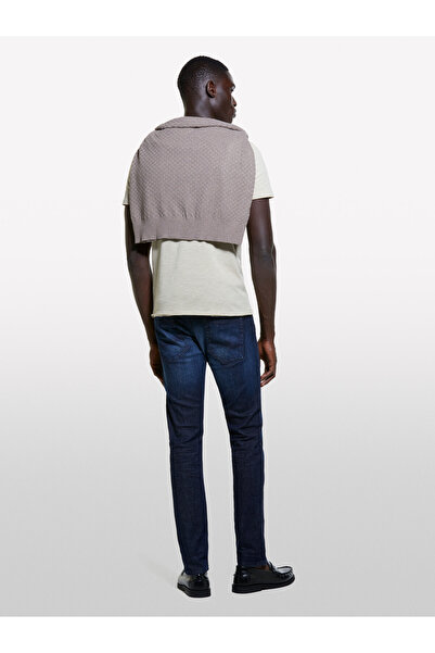 Sisley Ανδρικό μπλουζάκι μπεζ Slim Fit Crew Neck 100% βαμβάκι