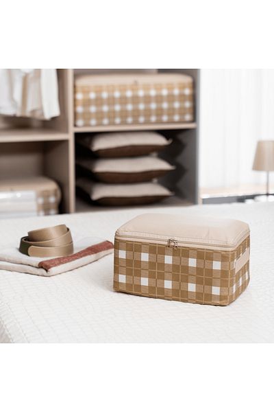 AYHANHOME Organizer κάτω από βαλίτσα με καρό σχέδιο - Μικρό μέγεθος, αποθήκευση και αποθήκευση 30x20x15cm