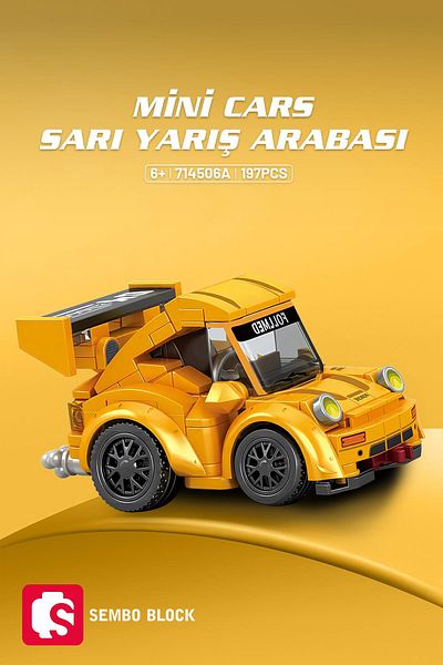 Sembo Block سيارات سباق صغيرة صفراء 197 قطعة من مكعبات البناء المتوافقة مع Lego ( 714506 أ)