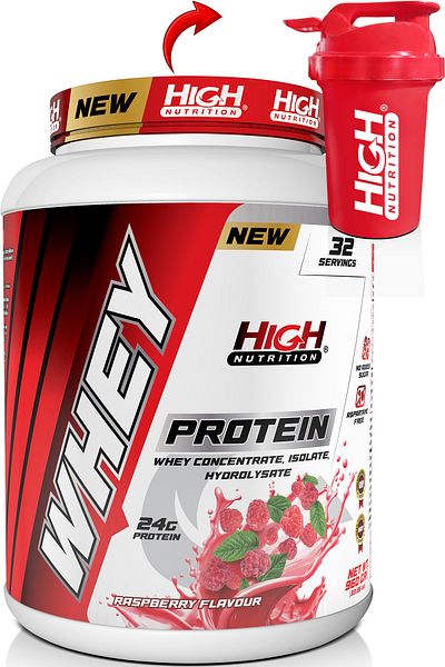 High Nutrition Raspberry Flavored Whey Protein - 960 gr 24 gr 32 Serving Shaker Gift