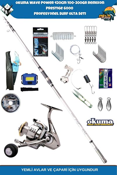 Okuma Wave Power 420cm 100-200gr Remixon Prestige 6000 Profesyonel Surf Olta Seti