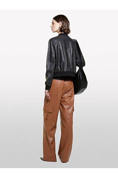 Sisley Tan Women's Cargo Pants 5 Pockets Straight Leg