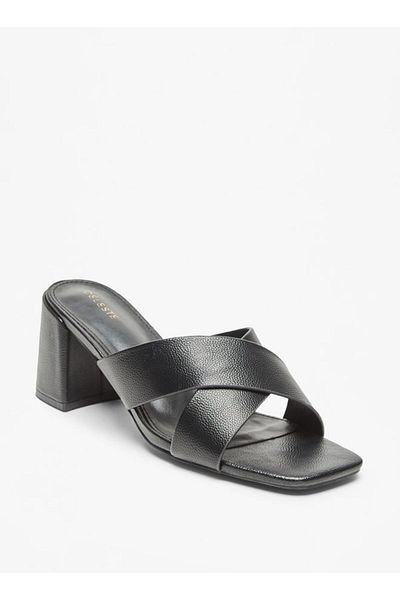 Celeste Women's Textured Cross Strap Sandals with Block Heels