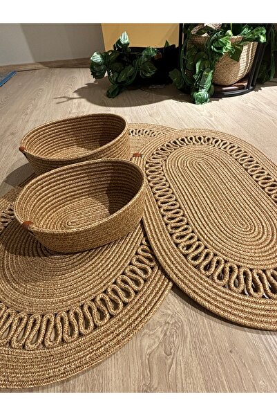 MaVaux Atina 4-Piece Wicker Bath Mat Set - Jute
