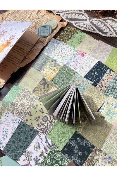 Hume Craft كتيب ملصقات سجل القصاصات باللون الأخضر العتيق - لمجلة رصاصة، 44 ورقة/4x6 سم