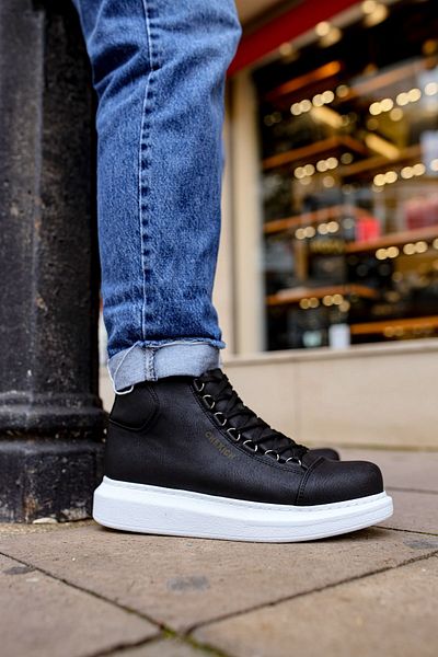 BZ Moda B258 Rome - Ανδρικά αθλητικά μποτάκια με ορθοπεδική σόλα και κορδόνια CBT Μαύρο