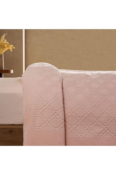 Marie Claire Agusto Velvet Single Pique Bedspread - Powder