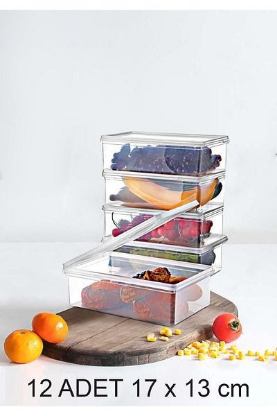 HOMİNG Homing Clear Lid Refrigerator Freezer Organizer Kitchen Storage Organizer 12 Pcs
