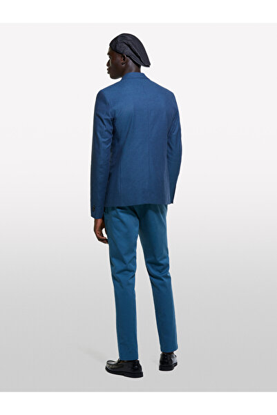 Sisley Erkek Petrol Mavisi Pamuk Karışımlı Dar Kesim Chino Pantolon