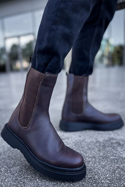 BZ Moda B223 Alaska - Ανδρικές ορθοπεδικές αθλητικές μπότες, CST καφέ, καθημερινό δέρμα, σόλα χωρίς κορδόνια