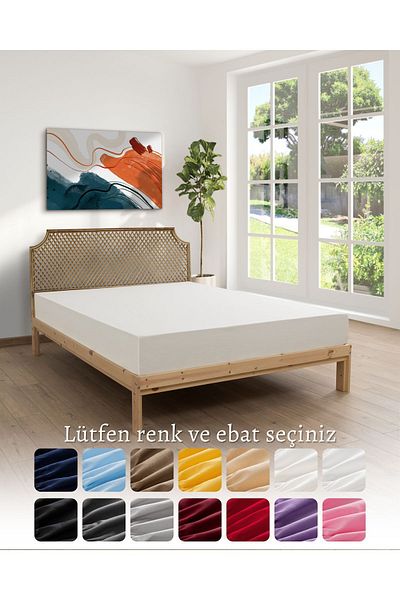 MODELHOME Cream Colored 100% Cotton Combed Cotton Single/Double Fitted Sheet (7 DIFFERENT SIZES)