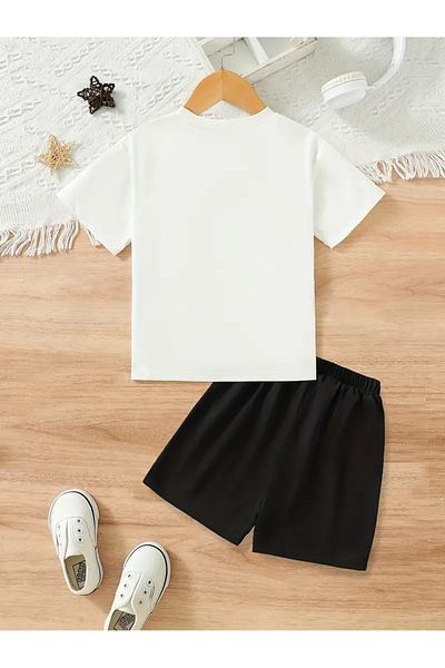 THEKONT Artist Bear Printed Tshirt-Shorts Top-Bottom Set
