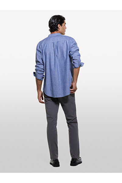 Sisley Erkek Antrasit Slim Fit Vintage Efekt Chino Pantolon