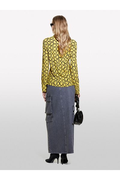 Sisley Yellow Mix Printed - Slim Fit μακρυμάνικο γυναικείο πουκάμισο