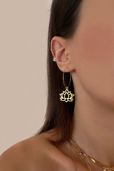 Okko Store حلق جزيرة اللوتس من الفولاذ