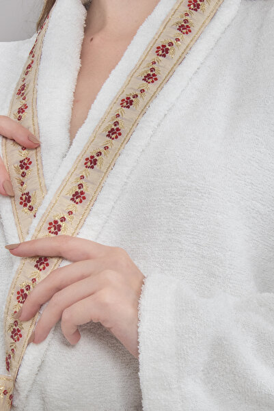 Güvenal Valentis Patterned Women's-Men's Cotton Bathrobe Set - Morning Gown and Dowry Gift