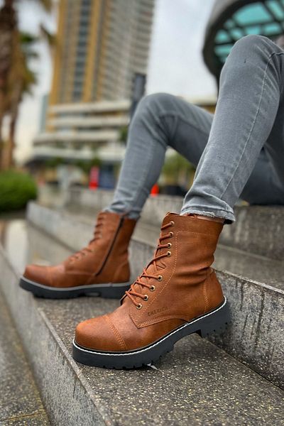 BZ Moda B009 Ανδρικές Μπότες - Ορθοπεδική σόλα, κορδόνια και φερμουάρ Casual Skin
