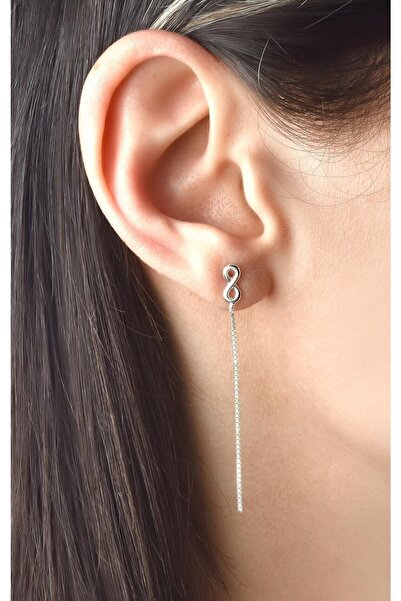 jelux silver Gümüş 925 Ayar Sonsuzluk Model Asansörlü Küpe