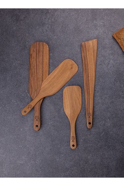 Öz ahsap 4 Pieces Ultra-Luxury Walnut Wood Spatula Scraper Wooden Spoon Tableware Cooking Camping Utensils Spatula Set