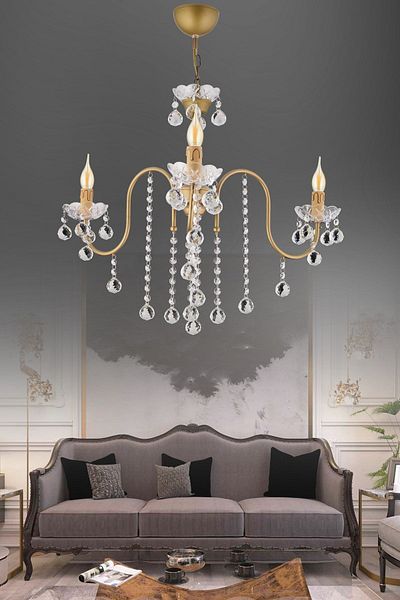 Kraliçe Pamir 3-Piece Luxury Chandelier - Antique Crystal Stone