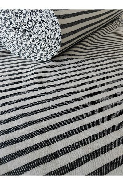 KAMİZ Linen Tablecloth - Black Striped Design