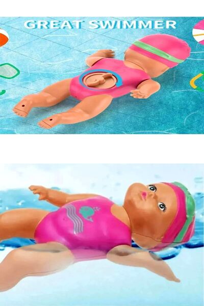 SAZE 1 Adet Kartela Yüzen Bebek Kurmalı Denizde Havuzda Kovada Banyoda Yüzen Bebek 15 Cm Dır