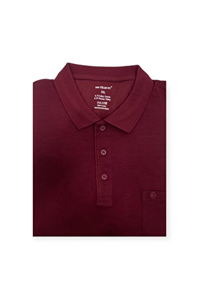 Sadık Collection Men's Large Size Polo Collar Combed Cotton Long Sleeve Pocket Sweater 1104