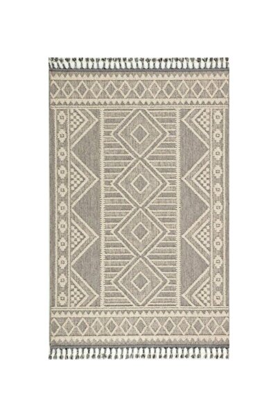 GÜMÜŞSUYU Deco Delta - 12145 Gri Antitoz Polipropilen Dekoratif Geometrik Mutfak Halısı Salon Halısı