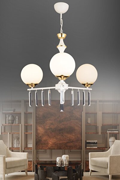 Genel Markalar Pervane Beyaz 3'lü Beyaz Glop Camlı Lüks Yukarı Bakan Kristal ...