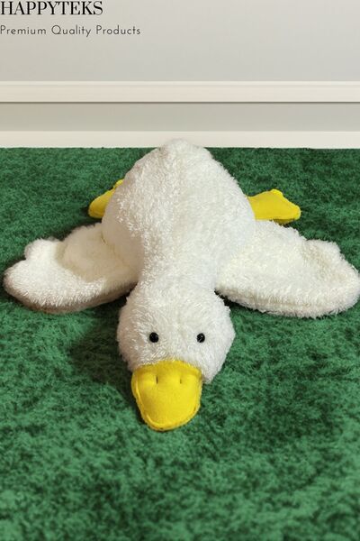 happyteks Sevimli Peluş Welsoft Çocuk Uyku Arkadaşım Kaz 60 Cm Uyku Yastığı Ö...