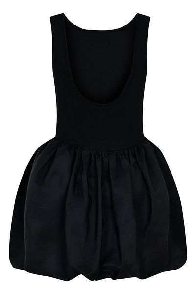 FLAST Black Premium Flast Poplin Balloon Dress - Thick Straps and Deep Back Low-cut Jen on the Chest